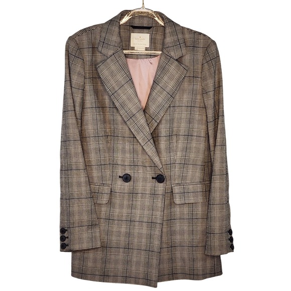 kate spade Jackets & Blazers - Kate Spade NY Plaid Blazer‎ 6 Double Breasted Lined Relaxed Boyfriend Literary